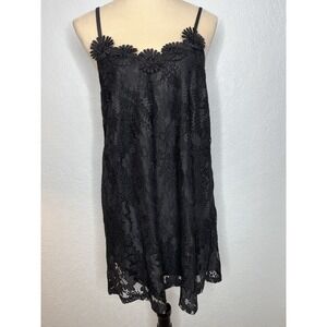 Loveriche Black Floral Appliqué Lace Womens Sexy Sleeveless Dress S